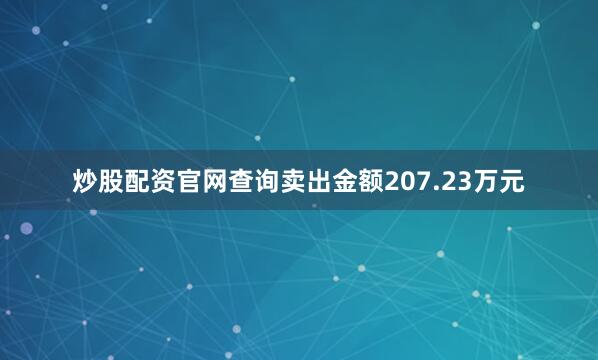 炒股配资官网查询卖出金额207.23万元